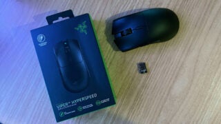 The Razer Viper V3 HyperSpeed mouse, box, and receiver.